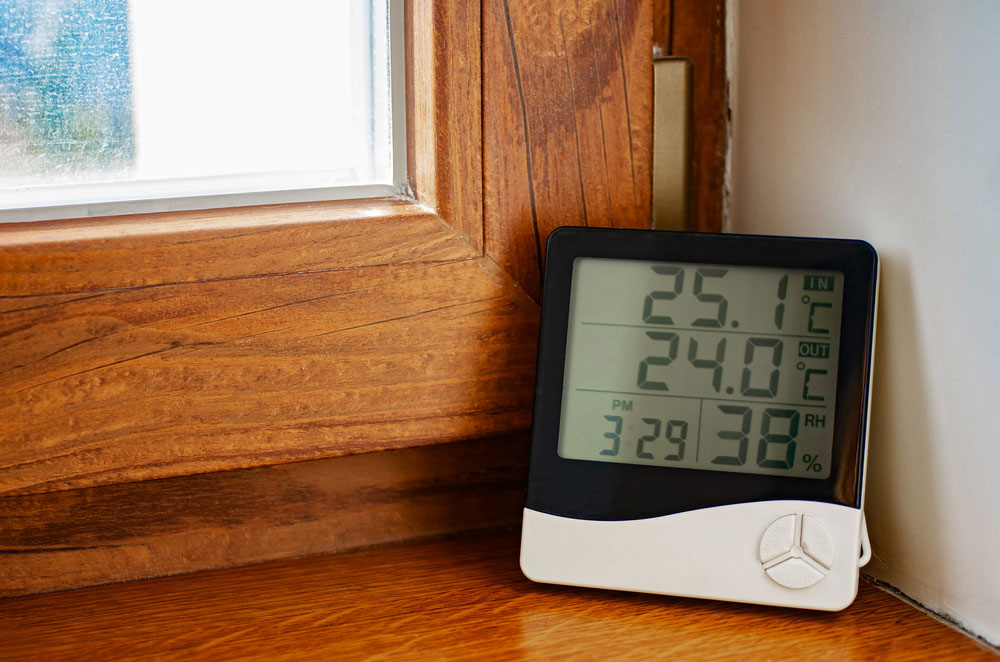 Digital indoor temperature and humidity sensor. Home weather station.