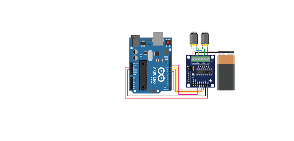 An Arduino board powered by a battery