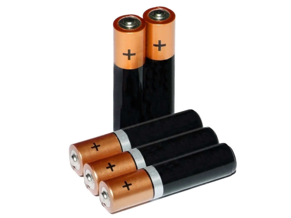 Single-use AAA batteries.